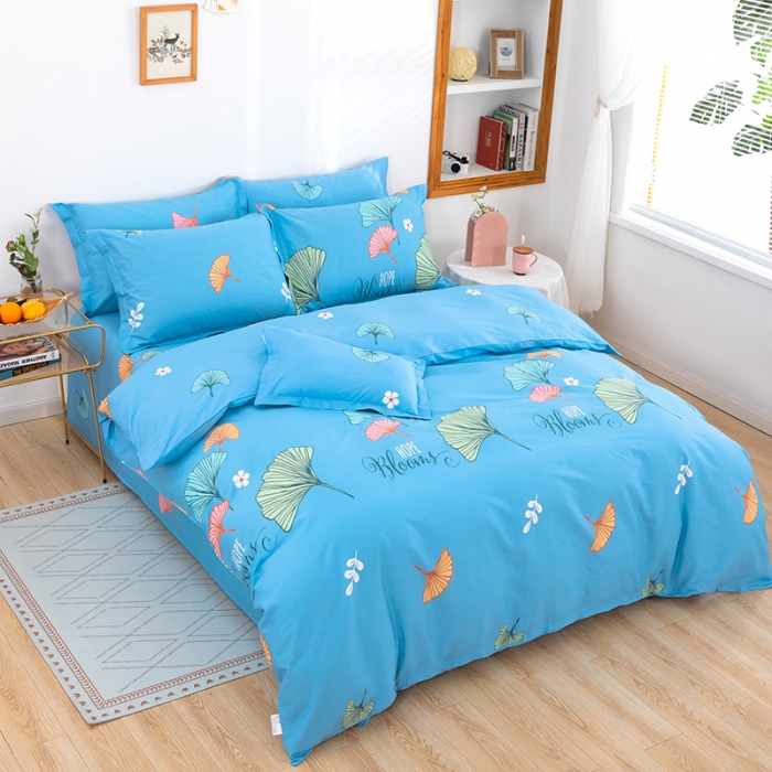 91家纺网 家纺一手货源 找家纺 雨萝家纺 2022新款纯棉四件套全棉学生宿舍三件套 绿叶情深