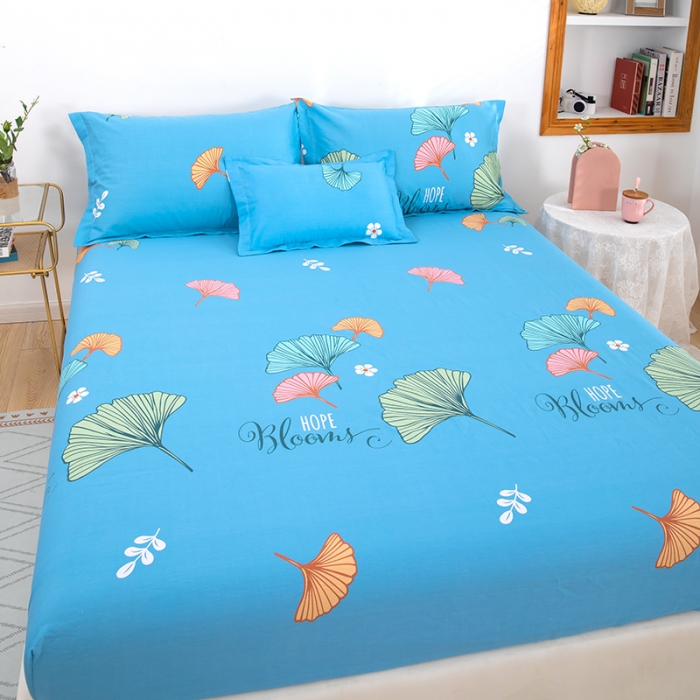 91家纺网 家纺一手货源 找家纺 雨萝家纺 2022新款纯棉四件套全棉学生宿舍三件套 绿叶情深