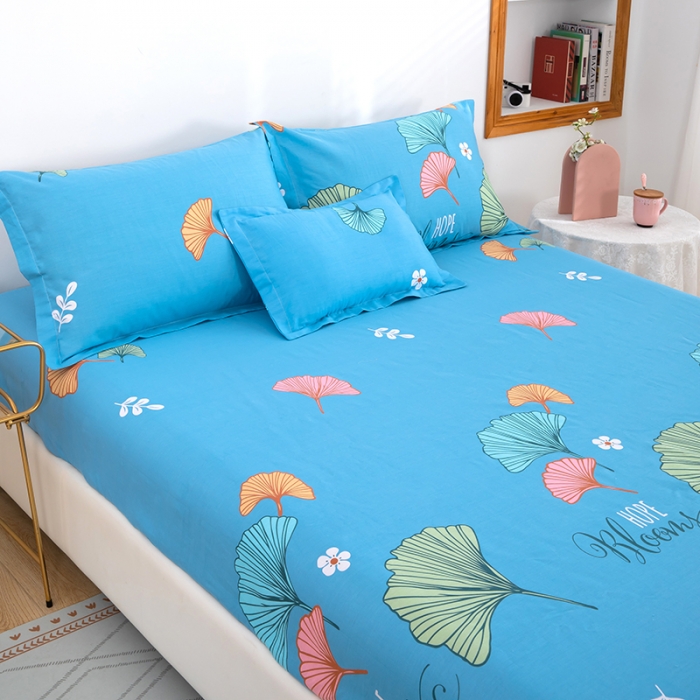 91家纺网 家纺一手货源 找家纺 雨萝家纺 2022新款纯棉四件套全棉学生宿舍三件套 绿叶情深