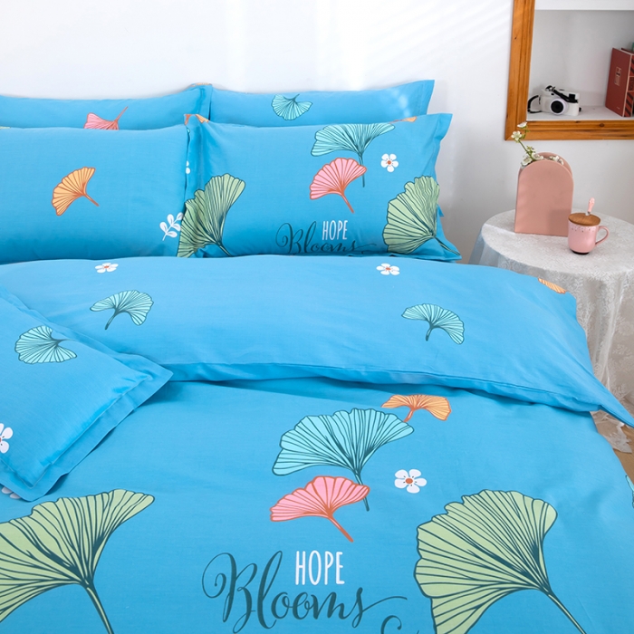 91家纺网 家纺一手货源 找家纺 雨萝家纺 2022新款纯棉四件套全棉学生宿舍三件套 绿叶情深