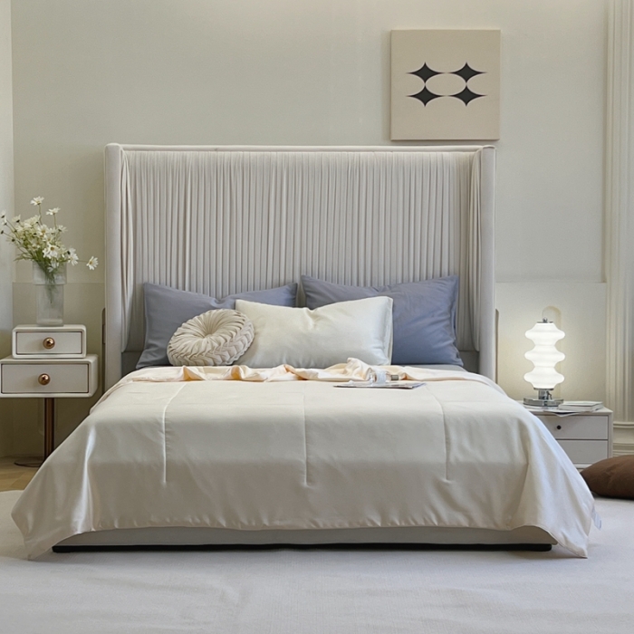 91家纺网 家纺一手货源 找家纺 安莱生活 2023新款天丝夏被香格里拉极简系列夏被 奶昔黄