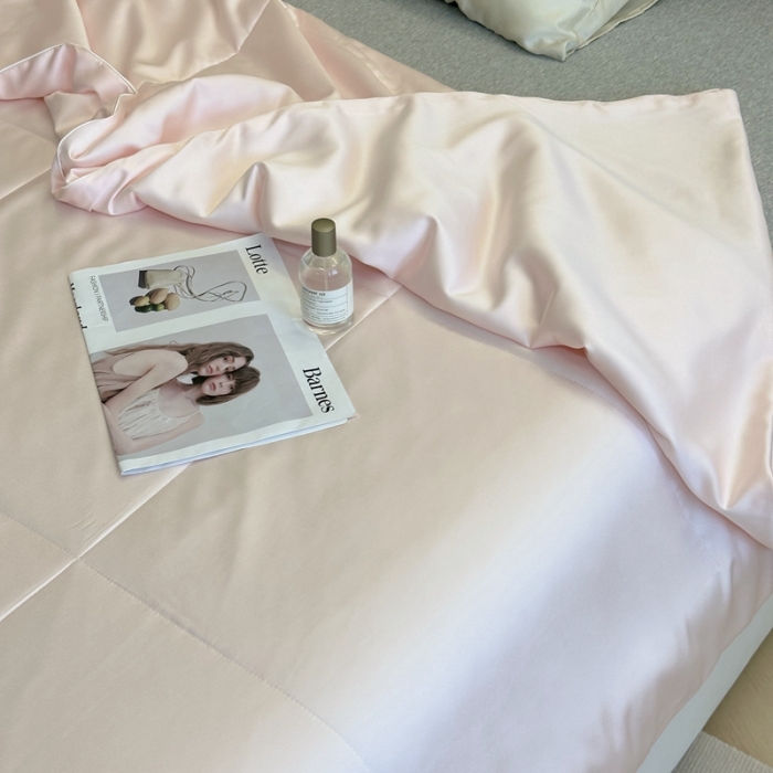 91家纺网 家纺一手货源 找家纺 安莱生活 2023新款天丝夏被香格里拉极简系列夏被 夏日粉