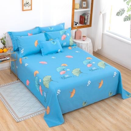 雨萝家纺 2022新款纯棉床单全棉被单 绿叶情深