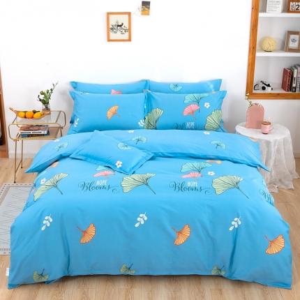 91家纺网 家纺一手货源 找家纺 2023新款12868全棉学生宿舍三件套卡通纯棉四件套 绿叶情深