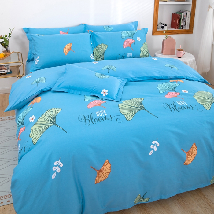 91家纺网 家纺一手货源 找家纺 2023新款12868全棉学生宿舍三件套卡通纯棉四件套 绿叶情深