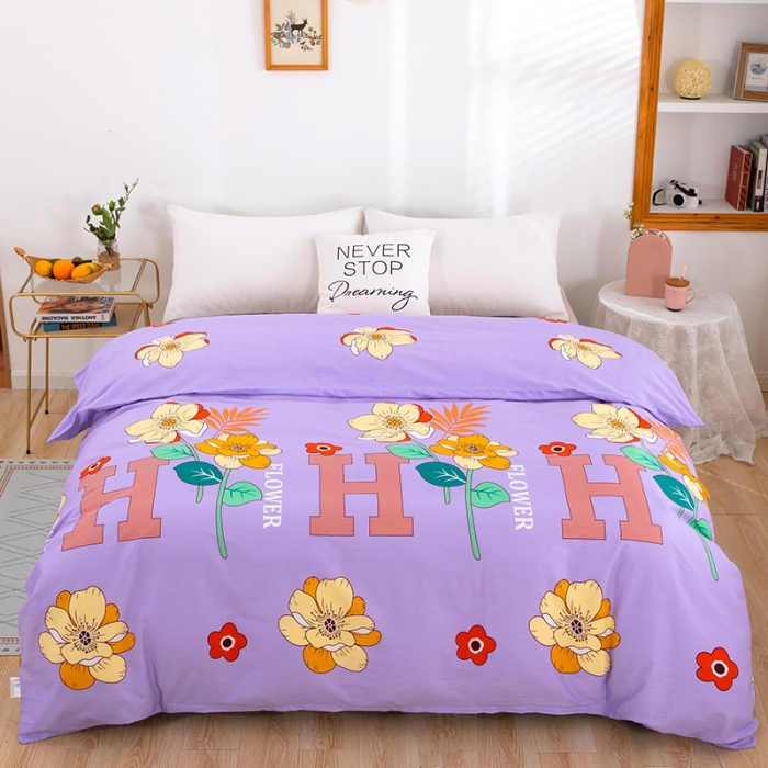 91家纺网 家纺一手货源 找家纺 雨萝家纺 2023新款12868全棉被罩纯棉被套 快乐心情