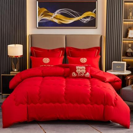 91家纺网 家纺一手货源 找家纺 （总）啊雅家居 2025新款简约婚庆被结婚套装被大红被芯