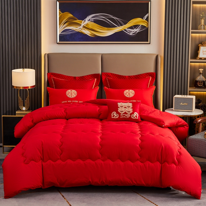 91家纺网 家纺一手货源 找家纺 （总）啊雅家居 2025新款简约婚庆被结婚套装被大红被芯