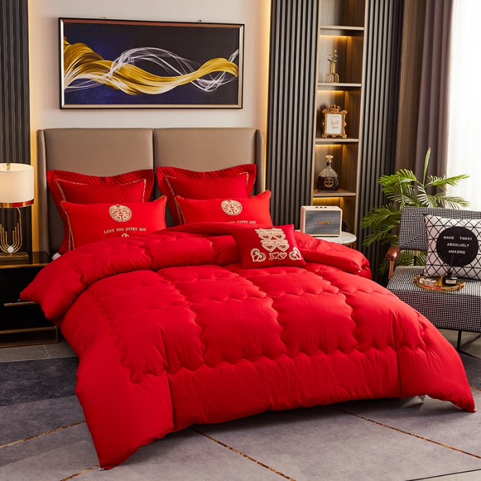 91家纺网 家纺一手货源 找家纺 （总）啊雅家居 2025新款简约婚庆被结婚套装被大红被芯