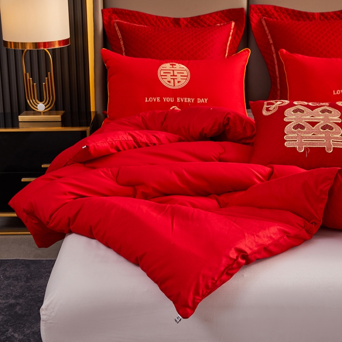 91家纺网 家纺一手货源 找家纺 （总）啊雅家居 2025新款简约婚庆被结婚套装被大红被芯