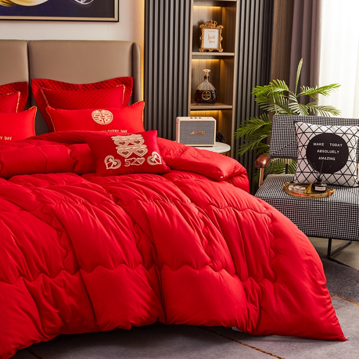 91家纺网 家纺一手货源 找家纺 （总）啊雅家居 2025新款简约婚庆被结婚套装被大红被芯