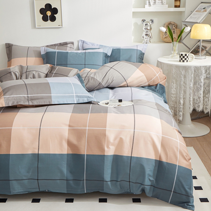 91家纺网 家纺一手货源 找家纺 钰伶 新款全棉简约12868印花纯棉四件套（预留6厘米缩水尺寸）麦卡伦