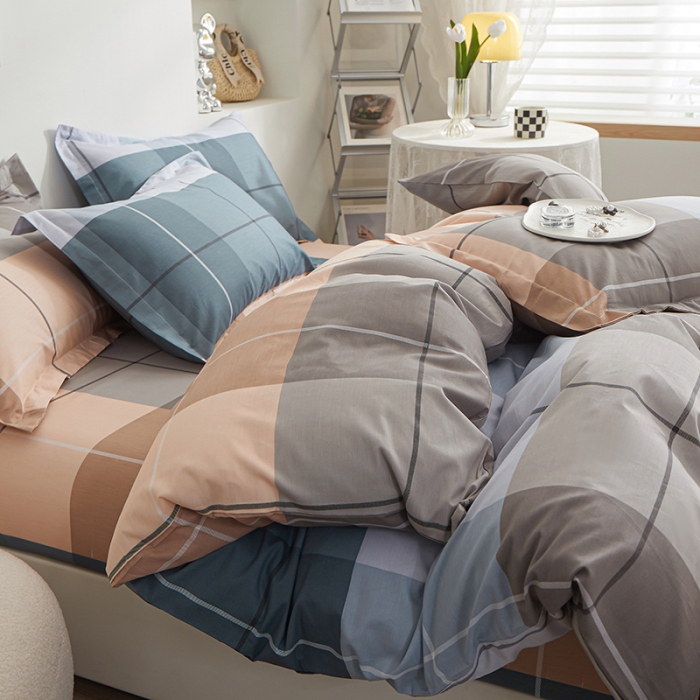 91家纺网 家纺一手货源 找家纺 钰伶 新款全棉简约12868印花纯棉四件套（预留6厘米缩水尺寸）麦卡伦