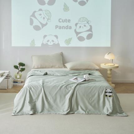 91家纺网 家纺一手货源 找家纺 莱福仕 2024新款莫代尔卡通刺绣夏被 萌宝-竹林青