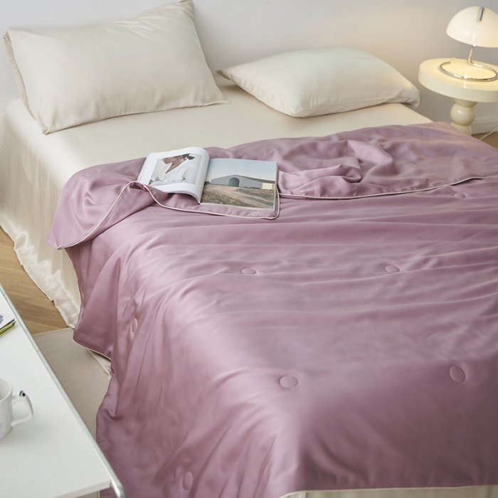 91家纺网 家纺一手货源 找家纺 莱福仕 2024新款莫代尔卡通刺绣夏被 墩墩兔-玉颜紫粉