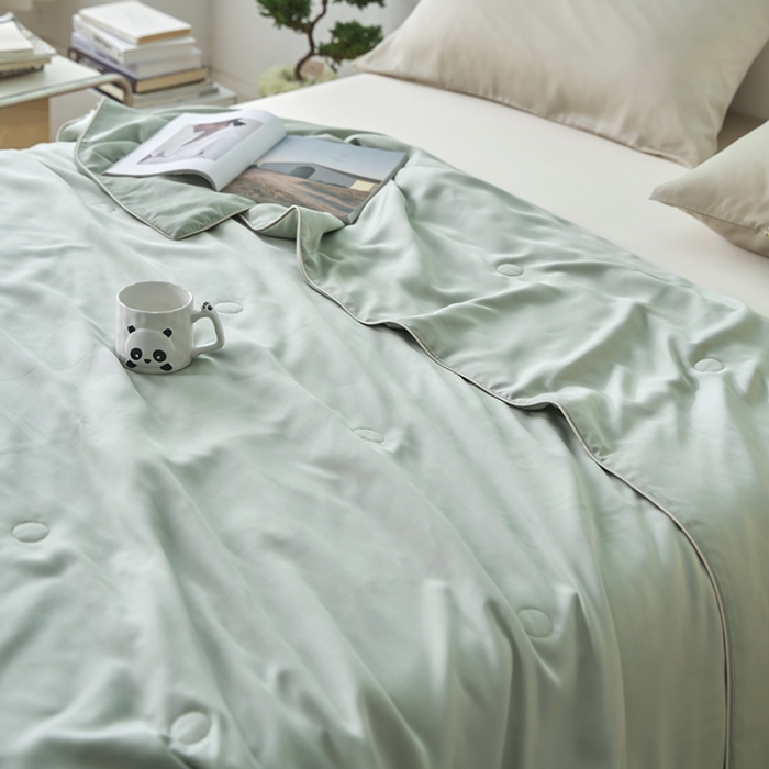 91家纺网 家纺一手货源 找家纺 莱福仕 2024新款莫代尔卡通刺绣夏被 萌宝-竹林青