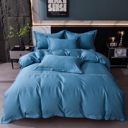 91家纺网 家纺一手货源 找家纺 米奈2024新款100支长绒棉四件套《莱恩》 宾利蓝