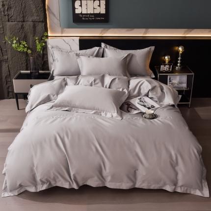 91家纺网 家纺一手货源 找家纺 米奈2024新款100支长绒棉四件套《莱恩》 高级灰