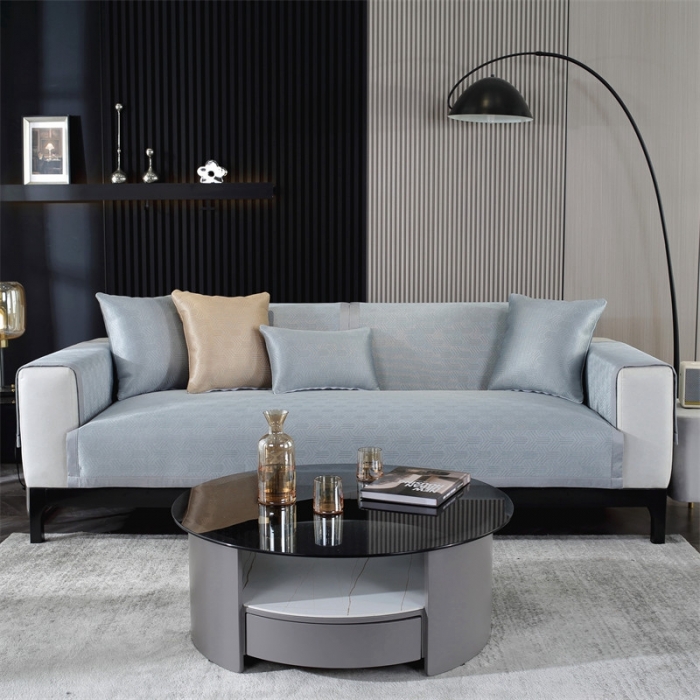 91家纺网 家纺一手货源 找家纺 共鸣 2023新款宽包边冰丝冰藤沙发垫 冰丝灰