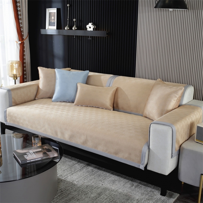 91家纺网 家纺一手货源 找家纺 共鸣 2023新款宽包边冰丝冰藤沙发垫 冰丝金