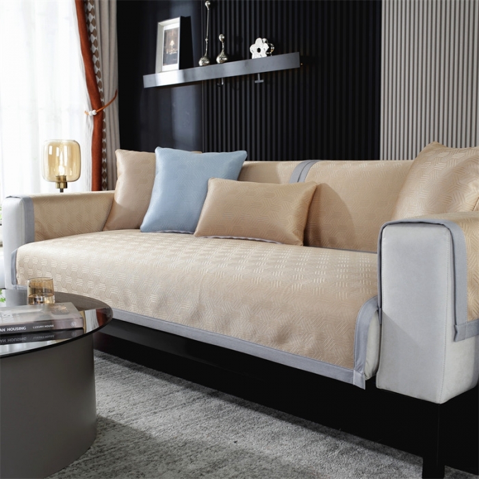 91家纺网 家纺一手货源 找家纺 共鸣 2023新款宽包边冰丝冰藤沙发垫 冰丝金