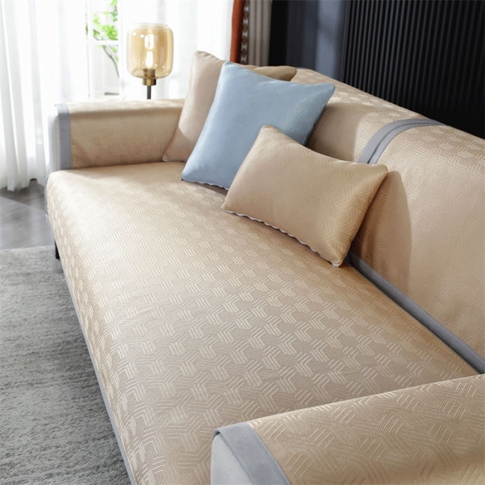 91家纺网 家纺一手货源 找家纺 共鸣 2023新款宽包边冰丝冰藤沙发垫 冰丝金