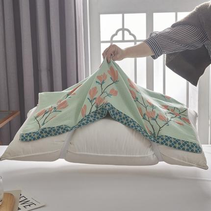 91家纺网 家纺一手货源 找家纺 （总）棠薇2024新款绑带防滑动凉感枕巾四季可用一对53*78±3cm