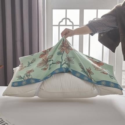 91家纺网 家纺一手货源 找家纺 （总）棠薇2024新款绑带防滑动凉感枕巾四季可用一对53*78±3cm