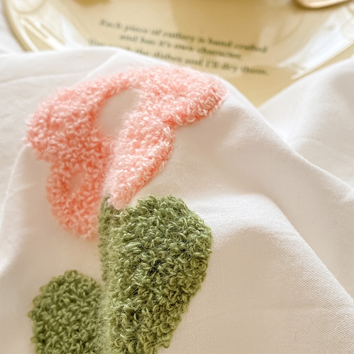 91家纺网 家纺一手货源 找家纺 （总）眠帛 2023新款A类水洗棉小清新毛巾绣四件套