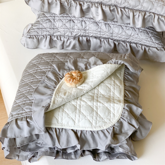 91家纺网 家纺一手货源 找家纺 优然居2023新款天丝绗缝床盖三件套 珠光灰