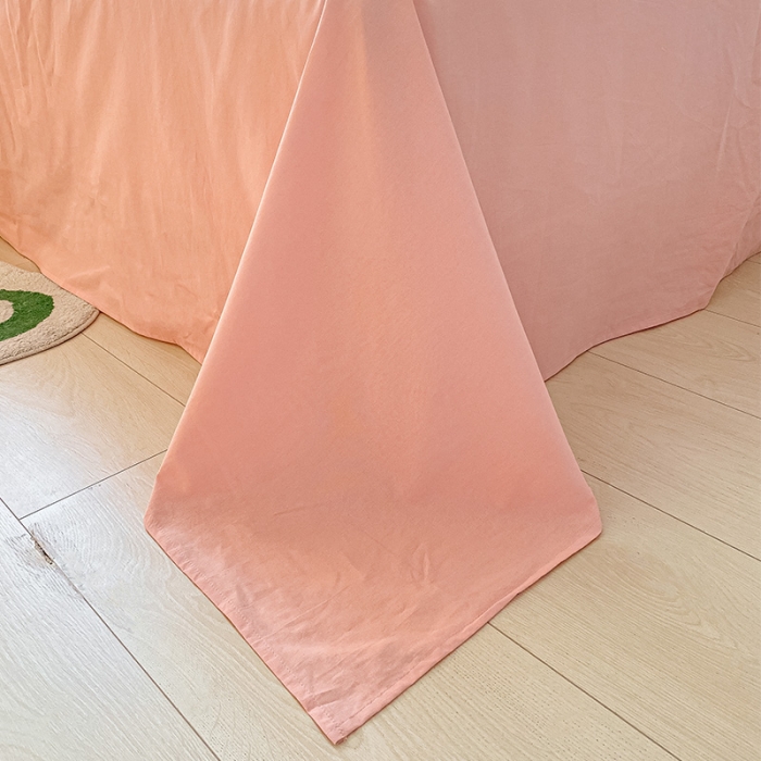 91家纺网 家纺一手货源 找家纺 眠帛 2023新款A类水洗棉小清新毛巾绣四件套 朵朵奶油粉