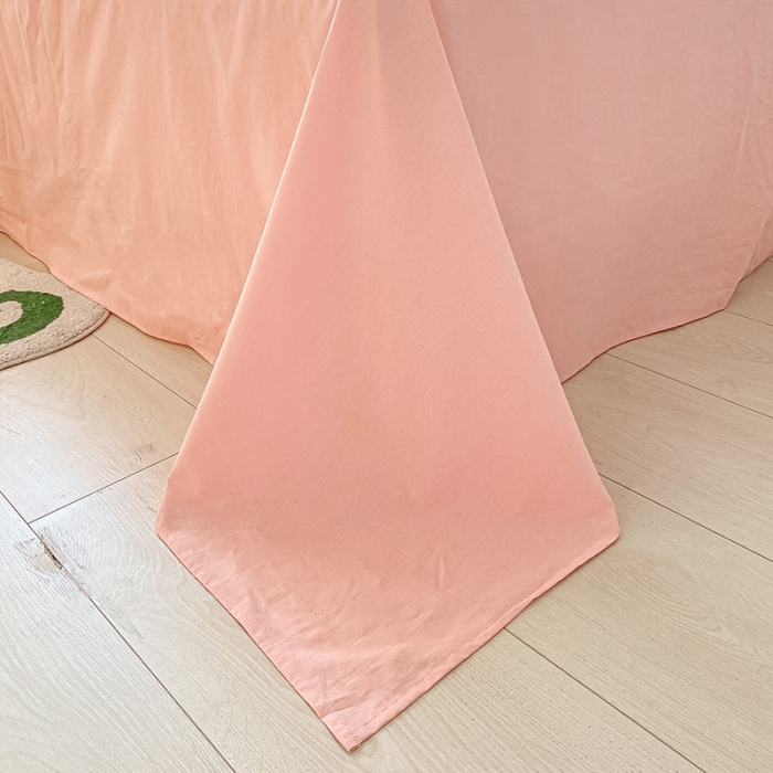 91家纺网 家纺一手货源 找家纺 眠帛 2023新款A类水洗棉小清新毛巾绣四件套 郁金香奶油粉