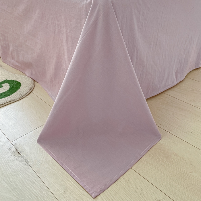 91家纺网 家纺一手货源 找家纺 眠帛 2023新款A类水洗棉小清新毛巾绣四件套 郁金香奶油紫