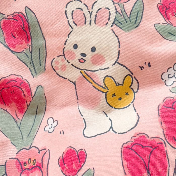 91家纺网 家纺一手货源 找家纺 感遇家纺 2023新款全棉印花四件套 休闲小兔