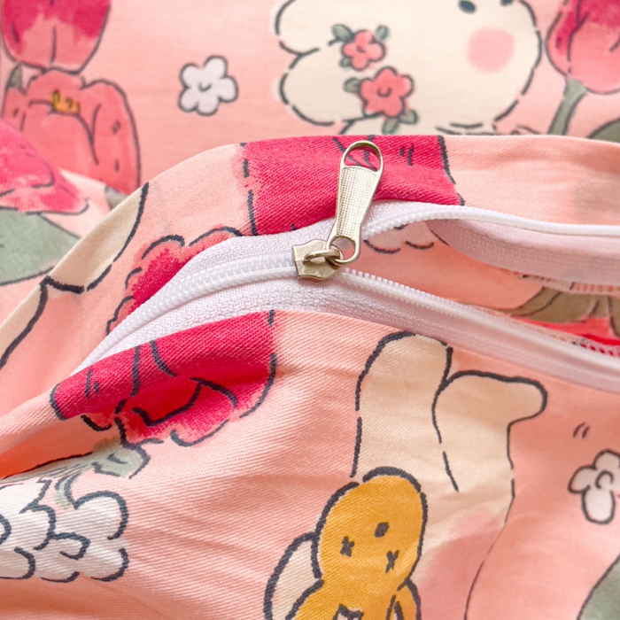 91家纺网 家纺一手货源 找家纺 感遇家纺 2023新款全棉印花四件套 休闲小兔