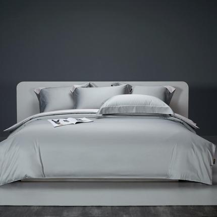 91家纺网 家纺一手货源 找家纺 莱阁亿 2023新款高支高密新疆长绒棉纯色双拼单品被套 柏林灰&amp;莫奈灰
