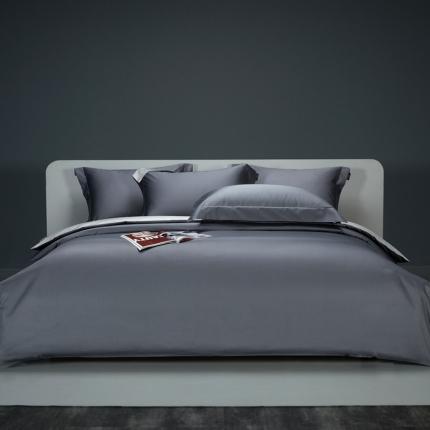 91家纺网 家纺一手货源 找家纺 莱阁亿 2023新款高支高密新疆长绒棉纯色双拼单品被套 帝王灰&amp;浅灰色