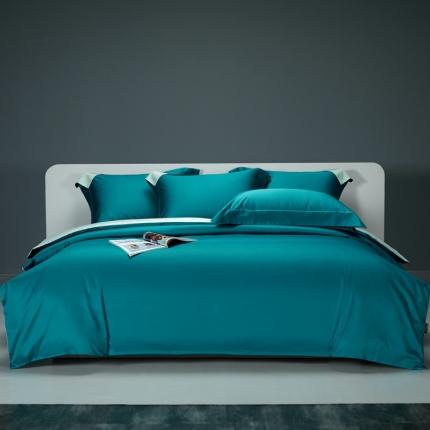 91家纺网 家纺一手货源 找家纺 莱阁亿 2023新款高支高密新疆长绒棉纯色双拼单品被套 雅克绿&amp;香草绿