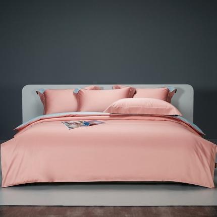 91家纺网 家纺一手货源 找家纺 莱阁亿 2023新款高支高密新疆长绒棉纯色双拼单品被套 竹韵豆沙&amp;竹韵灰