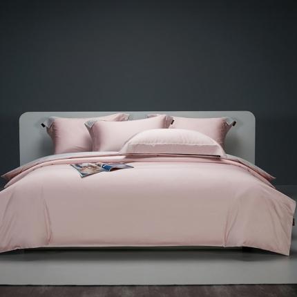 莱阁亿 2023新款高支高密新疆长绒棉纯色双拼单品被套 香芋粉&amp;浅灰色