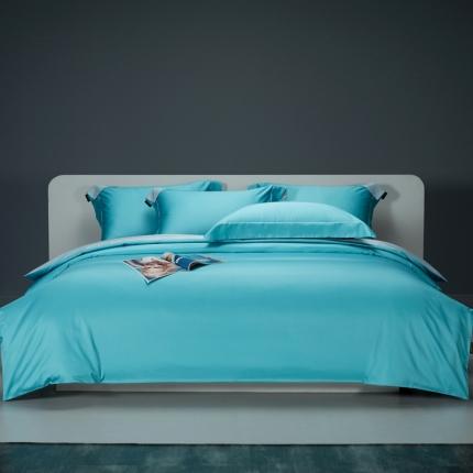 莱阁亿 2023新款高支高密新疆长绒棉纯色双拼单品被套 竹韵湖蓝&amp;竹韵灰