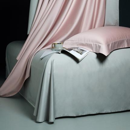 莱阁亿 2023新款高支高密新疆长绒棉纯色双拼单品床单 香芋粉&amp;浅灰色