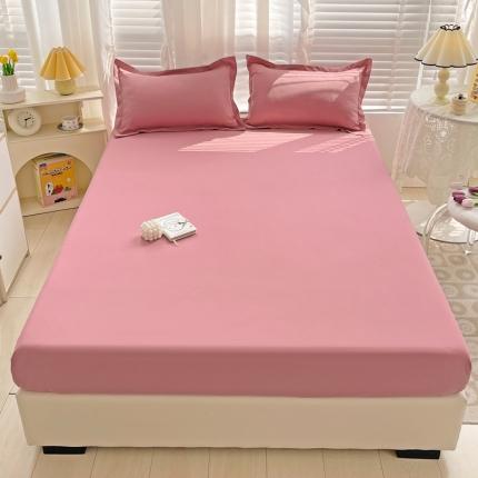 91家纺网 家纺一手货源 找家纺 晚安 2024新款A类亲肤舒适纯色床笠 豆沙红