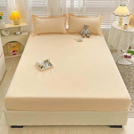 91家纺网 家纺一手货源 找家纺 晚安 2024新款A类亲肤舒适纯色床笠 米黄色