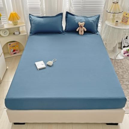 91家纺网 家纺一手货源 找家纺 晚安 2024新款A类亲肤舒适纯色床笠 深蓝色