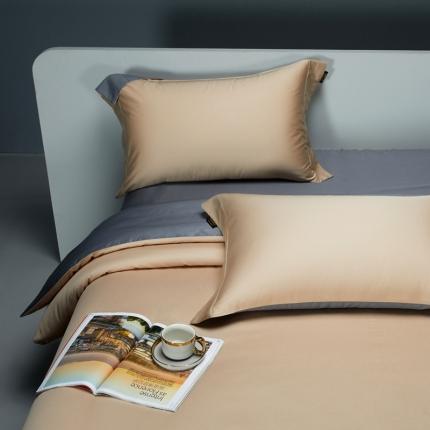 91家纺网 家纺一手货源 找家纺 （总）莱阁亿 2023新款高支高密新疆长绒棉纯色双拼单品床笠