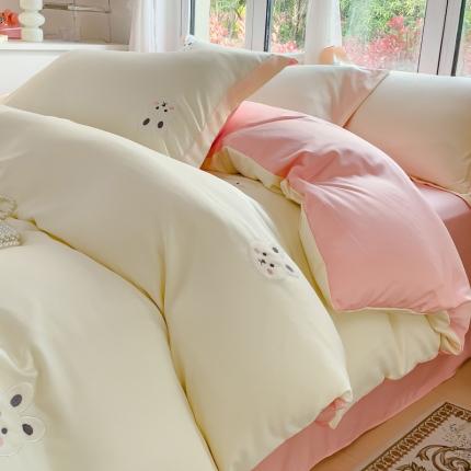 91家纺网 家纺一手货源 找家纺 （总）金丝鸟 2023新款水洗真丝贴布绣花四件套