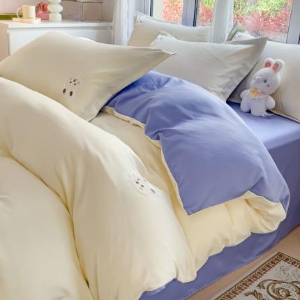 91家纺网 家纺一手货源 找家纺 （总）金丝鸟 2023新款水洗真丝贴布绣花四件套