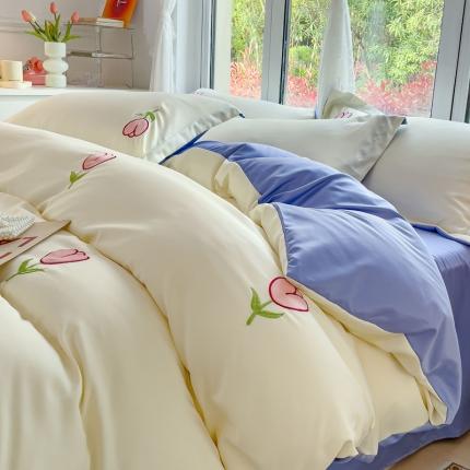 91家纺网 家纺一手货源 找家纺 （总）金丝鸟 2023新款水洗真丝贴布绣花四件套