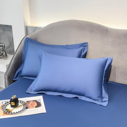 91家纺网 家纺一手货源 找家纺 莱阁亿 2023新款高支高密纯色新疆长绒棉四件套单品枕套 巴黎蓝